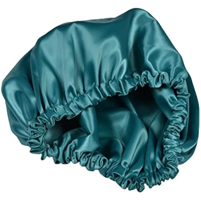 Satin Bonnet with 2 Scrunchies Suitable and Amazing Color - Turquoise, 7-8 Years - Image 2